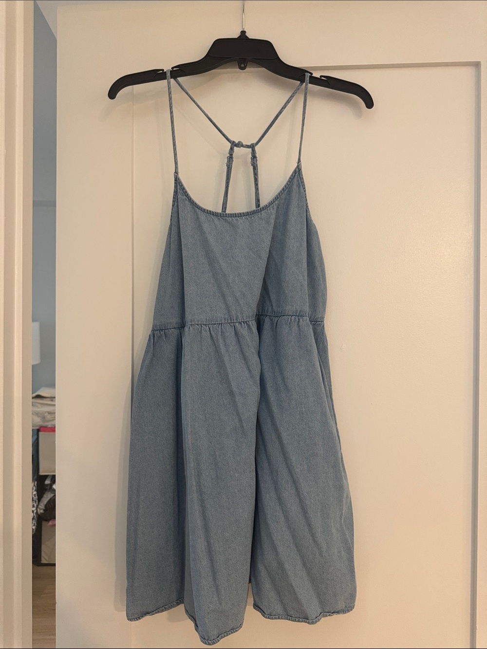 Light Wash Denim Spaghetti Strap babydoll Sundress